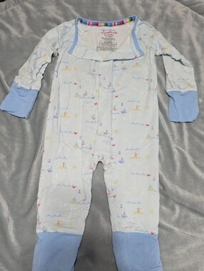 Magnetic Me Pale Blue Sailboat & Lighthouse Footed One-Piece
